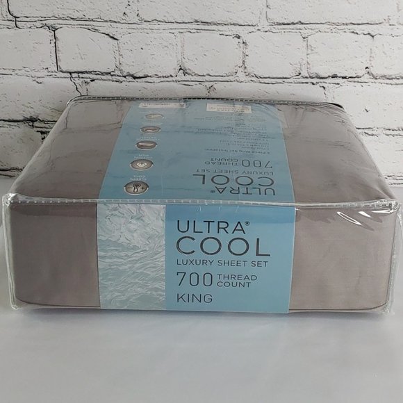 'AQ TEXTILES 'GRAYSON' LUXURY ULTRA COOL COTTON 700 THREAD COUNT KING SHEET SET - Picture 6 of 16